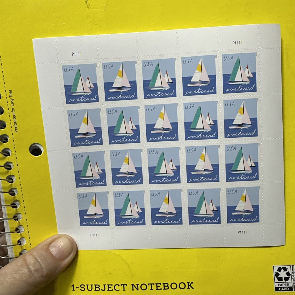 USPS Postcard 2022 Forever Postage Stamps Sailboats Sheet Of 20 Never Expire New